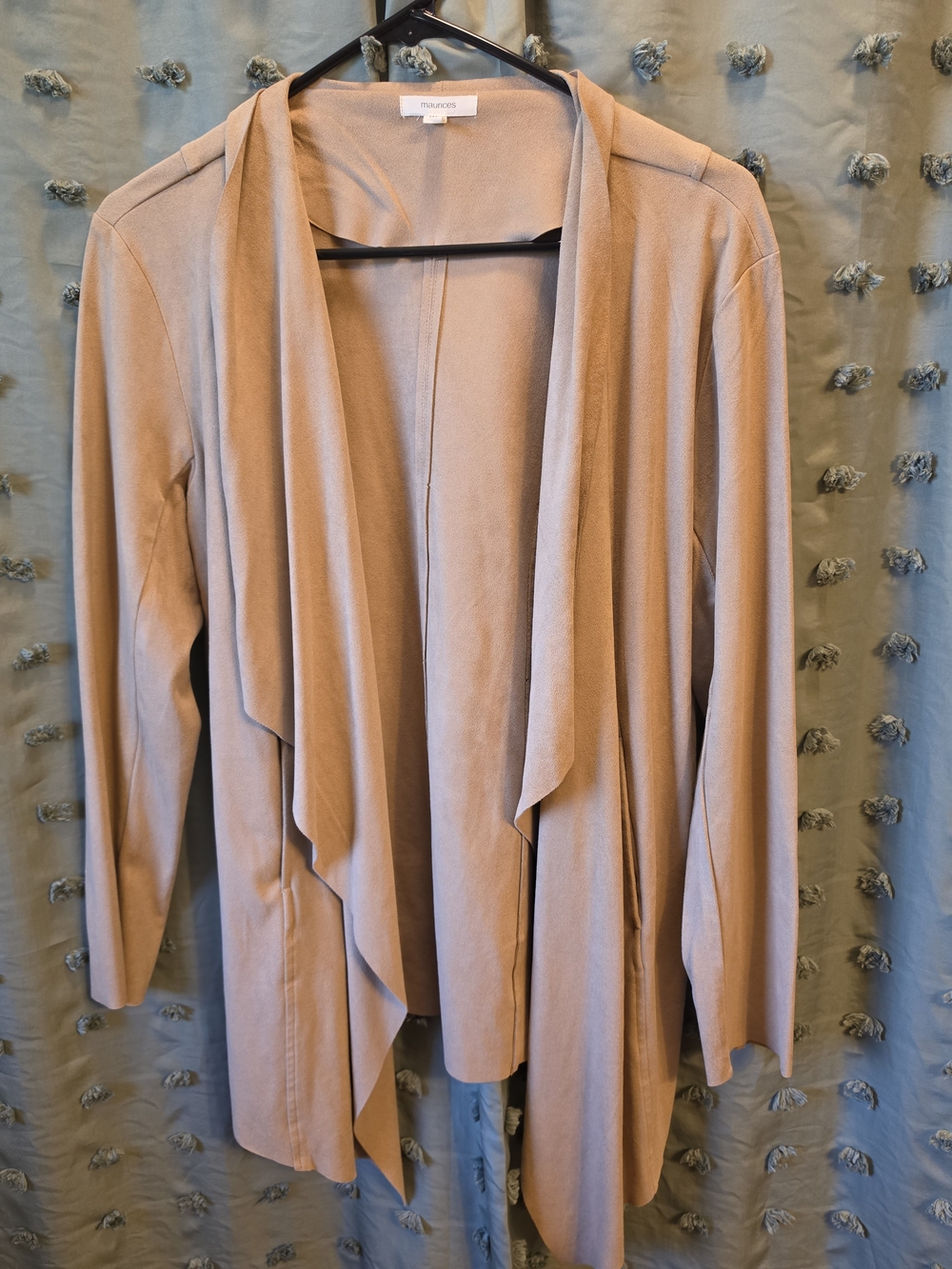 Maurices Taupe Draped Open-Front Women's Cardigan